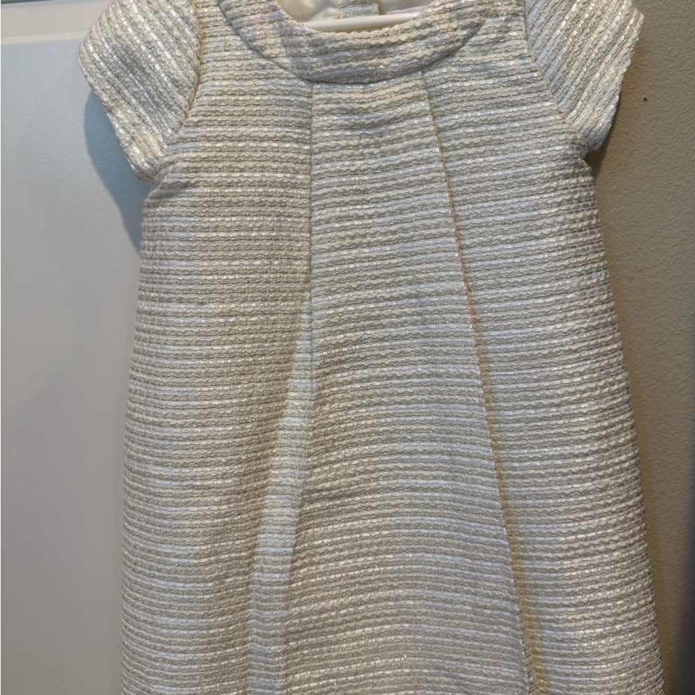 Janie and Jack Cream Textured Short Sleeve Party Dress